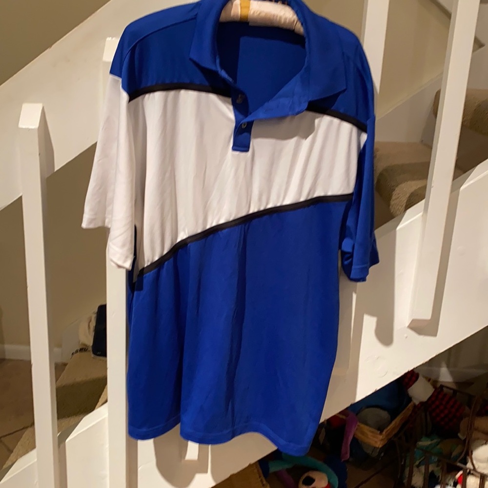 Hogan Royal Blue and White Diagonal Colorblock Polo